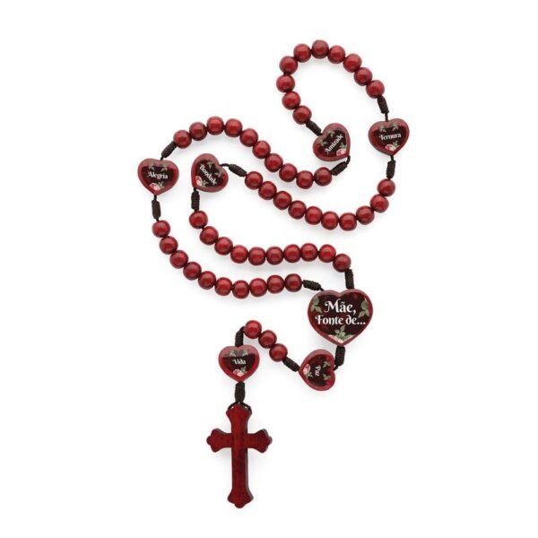 Terço Madeira Vermelho Mãe - Image 3