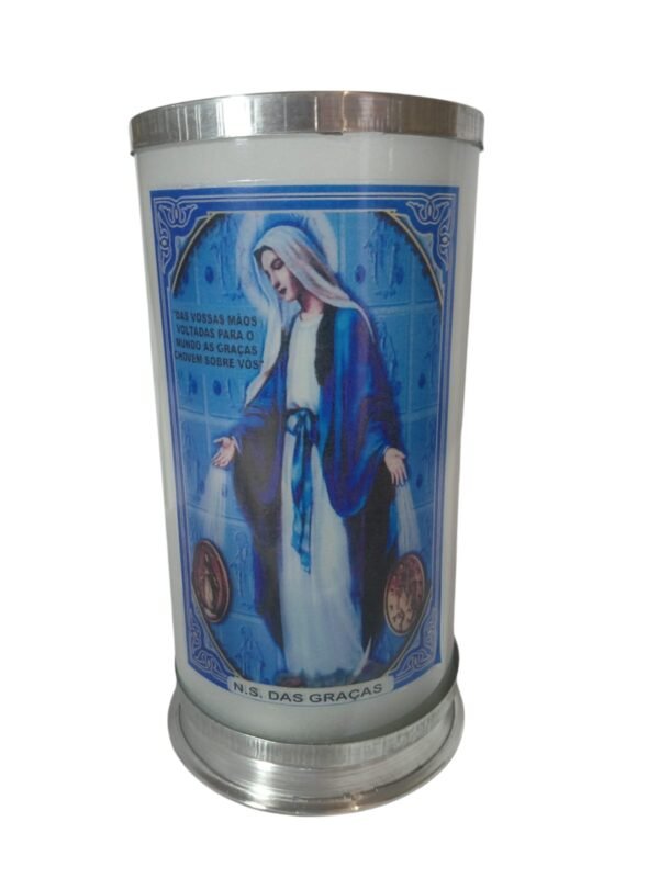 Porta Velas Em Vidro Jateado Nossa Senhora das Graças